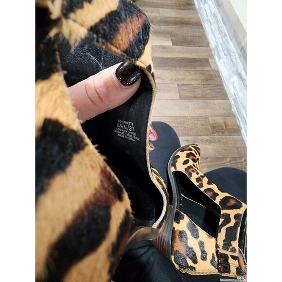 Calf hair cut out booties SOLE SOCIETY Sz 6.5  SO LANETTE Block heel Zipper back - Picture 6 of 9